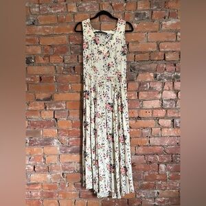 Vintage Butter Yellow Floral Sleeveless Maxi Dress